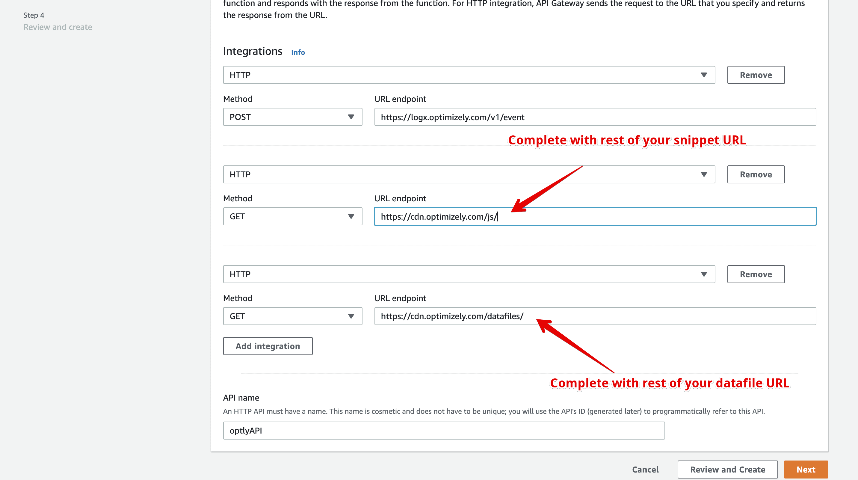 Add to these values your Optimizely snippet and/or datafile Add to these values your Optimizely snippet and/or datafile