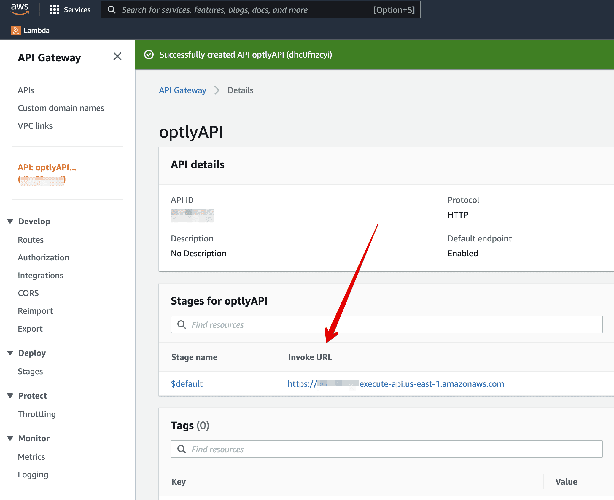 The invoke URL for your API The invoke URL for your API