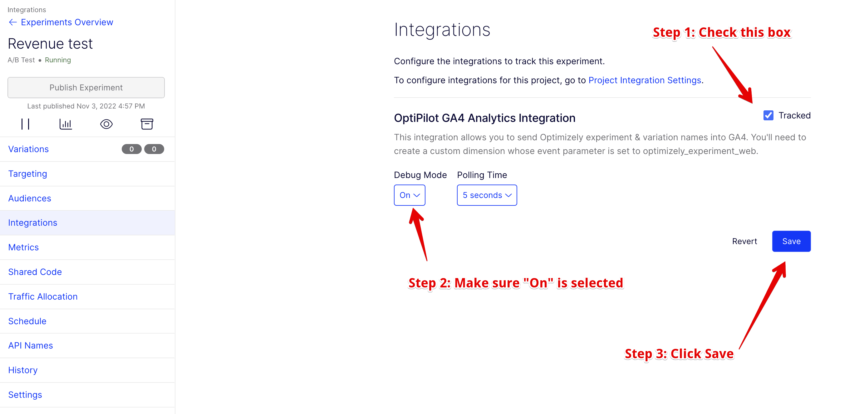 Integrations turned on confirmation